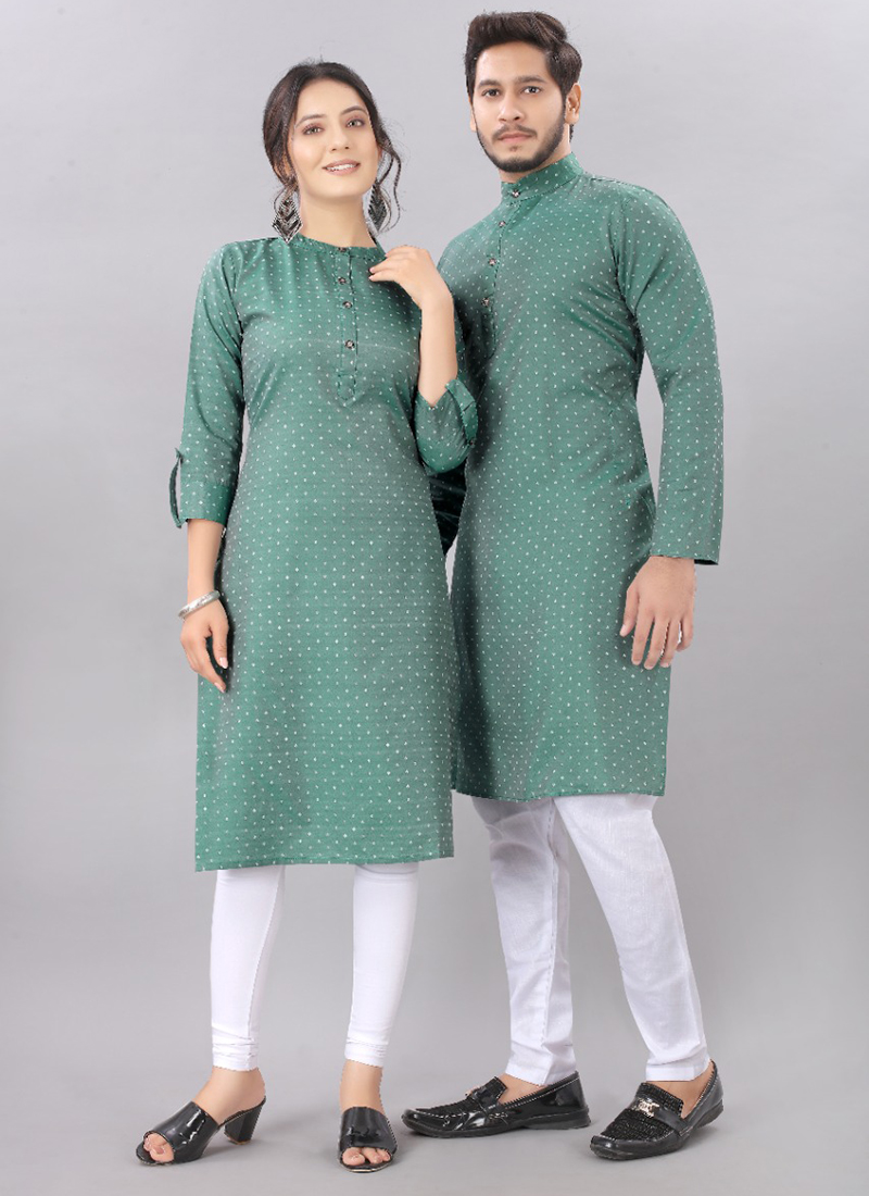 Couple Kurta Banwery Dying Cotton Latest Designer Couple Kurta Combo ...