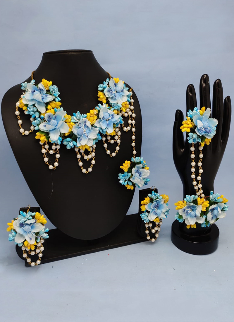 sky blue flower jewellery