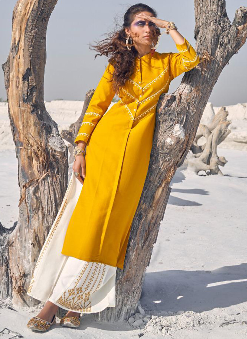 katha work kurti design