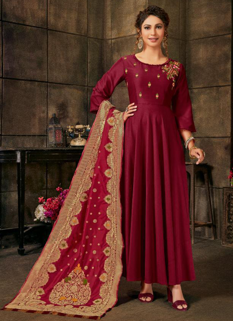 Haseen Pal Vol 7 AF Bemberg Silk Floor Length Gowns With Dupatta ...