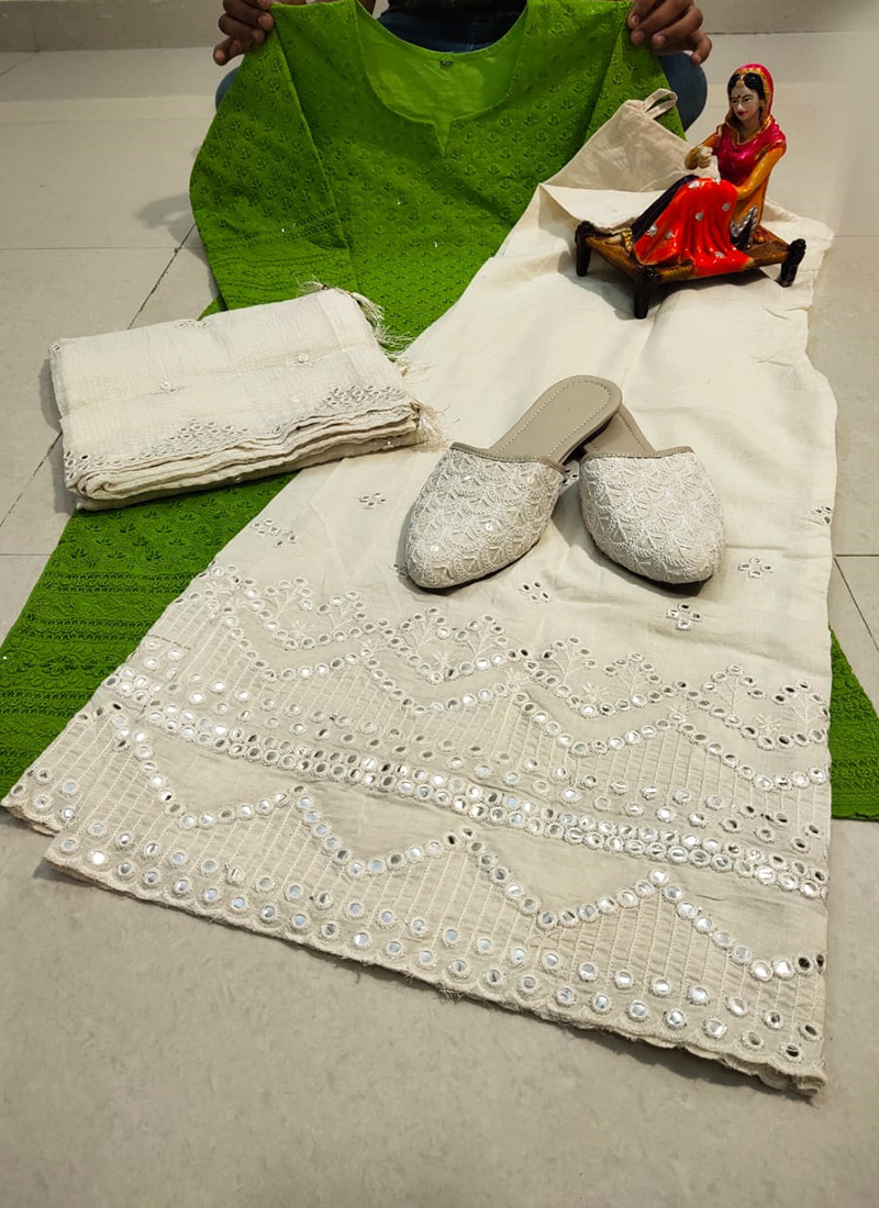 VPC28 Chikankari Readymade Pure Cotton Sharara Suits With Panjabi Jutti Collection Catalog