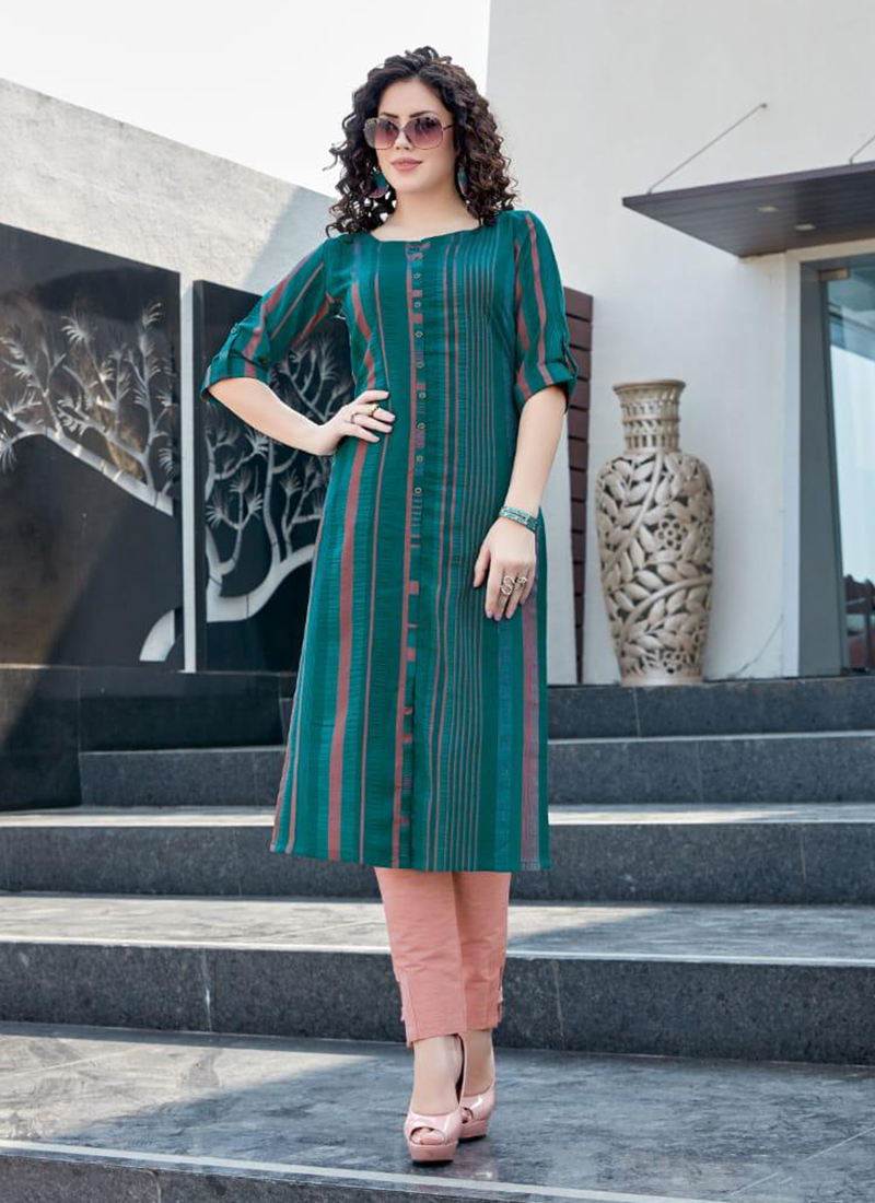 Pink and grey stripe kurta by Silai  The Secret Label