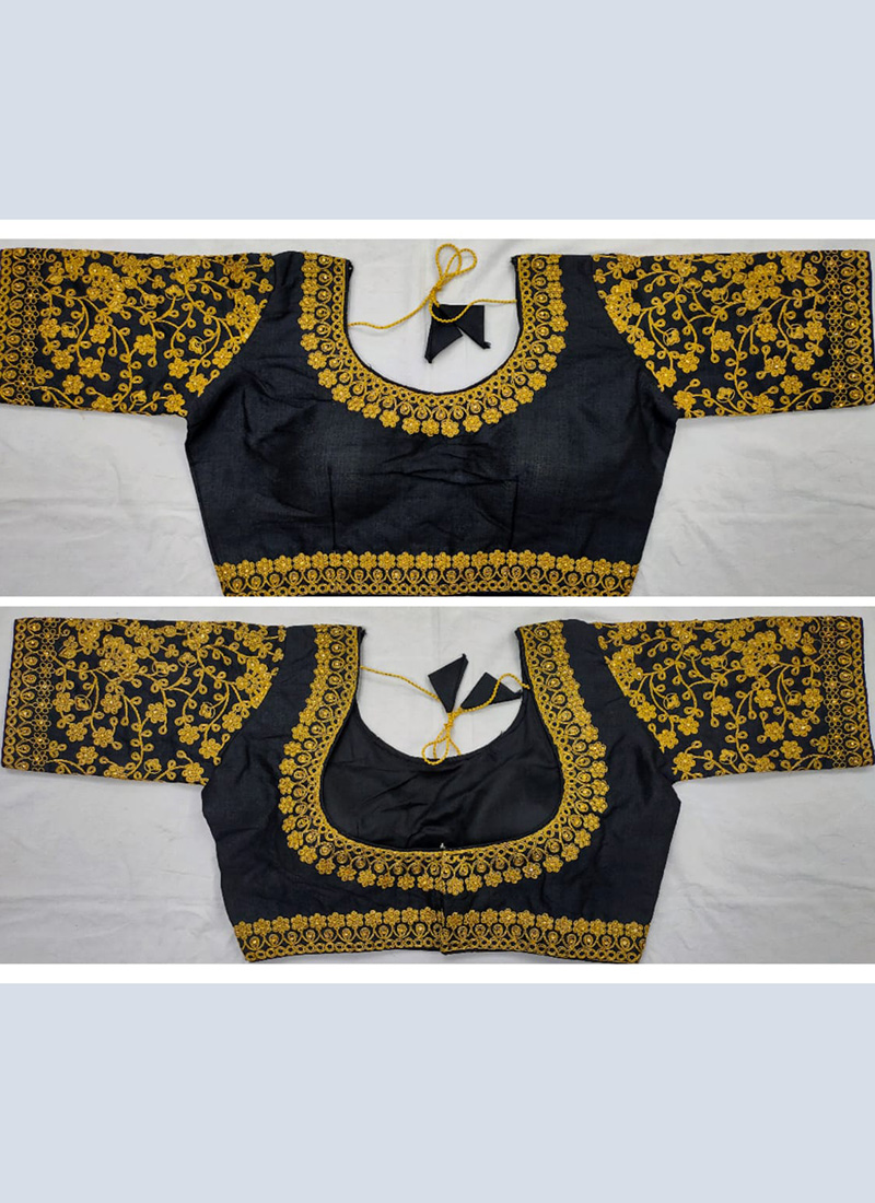 Buy Traditional Wear Black Zari Work Phantom Silk Blouse Online ...
