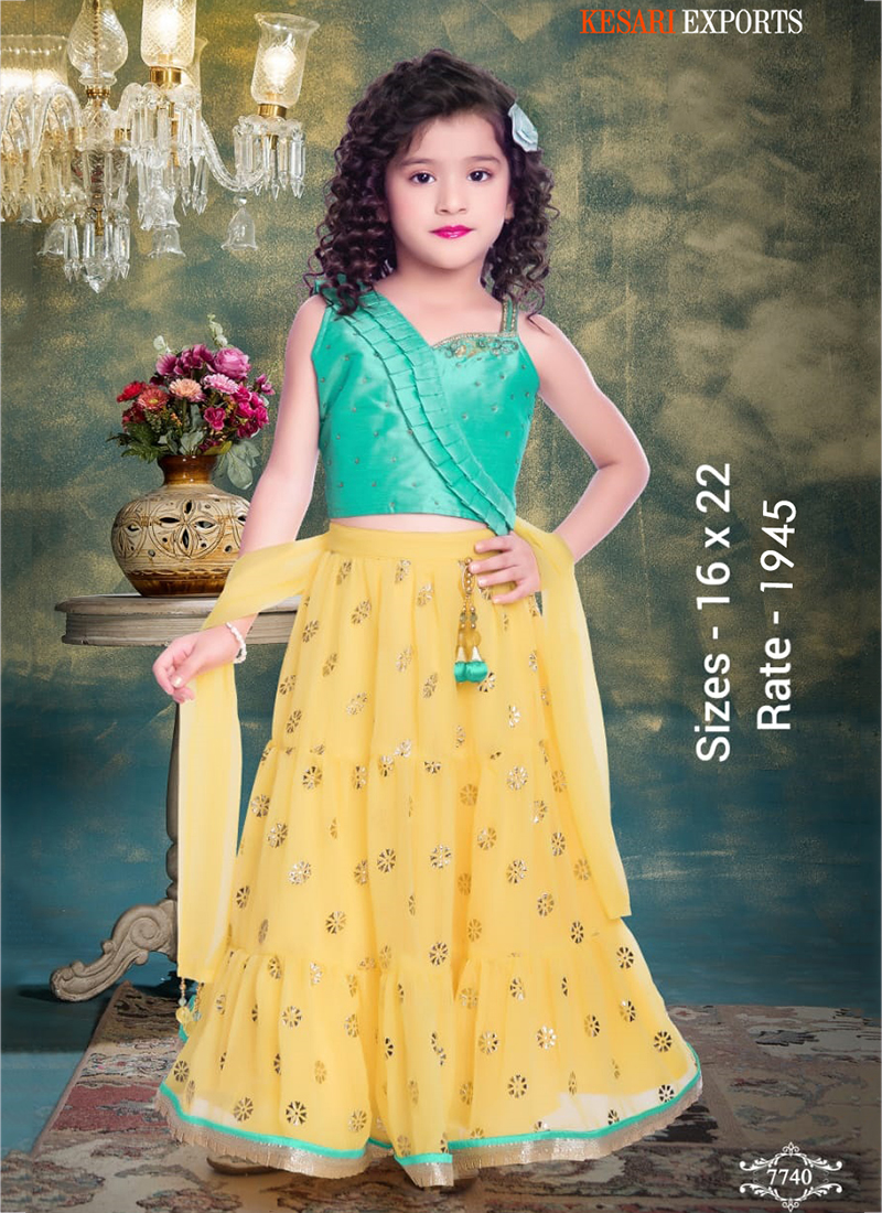 Buy IIDAM Girls Designer Lehenga Choli with Dupatta Set for Girls | Kids  Lehenga Choli | Full Stitched Lehenga Choli Set | Readymade Lehenga Choli |  fluorescent Color Lehenga (SkyBlue, 4-5 Years) at Amazon.in