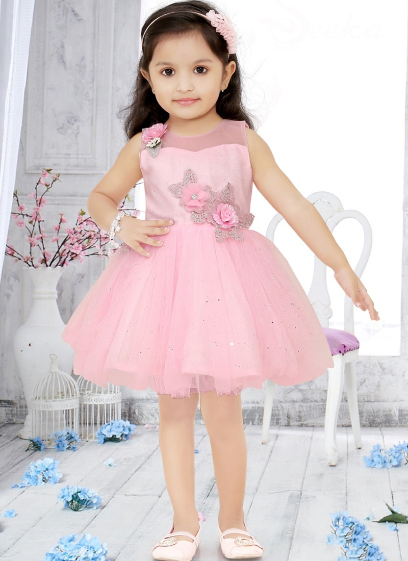 Light Pink New Fancy Birhday Dress For Baby (Set Of 4 pcs) Catalog