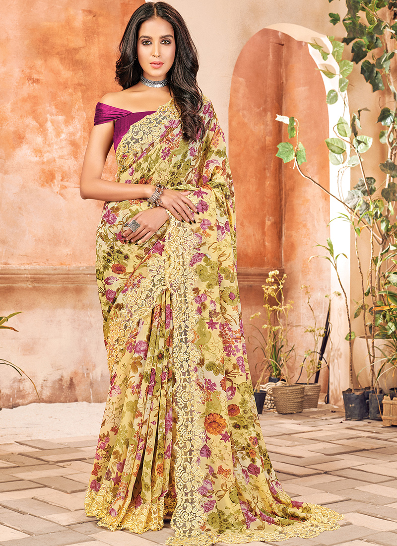 Nirvana SNG Regualr Wear New Fancy Printed Georgette Sarees Collection  Catalog