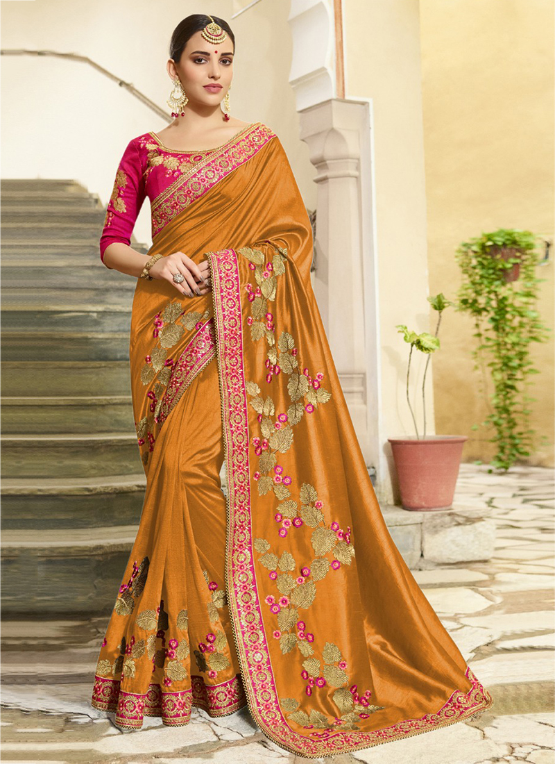 Embroidered Party Wear Vichitra Silk Saree, Length: 6.3 m (with Blouse  Piece) at Rs 550 in Surat