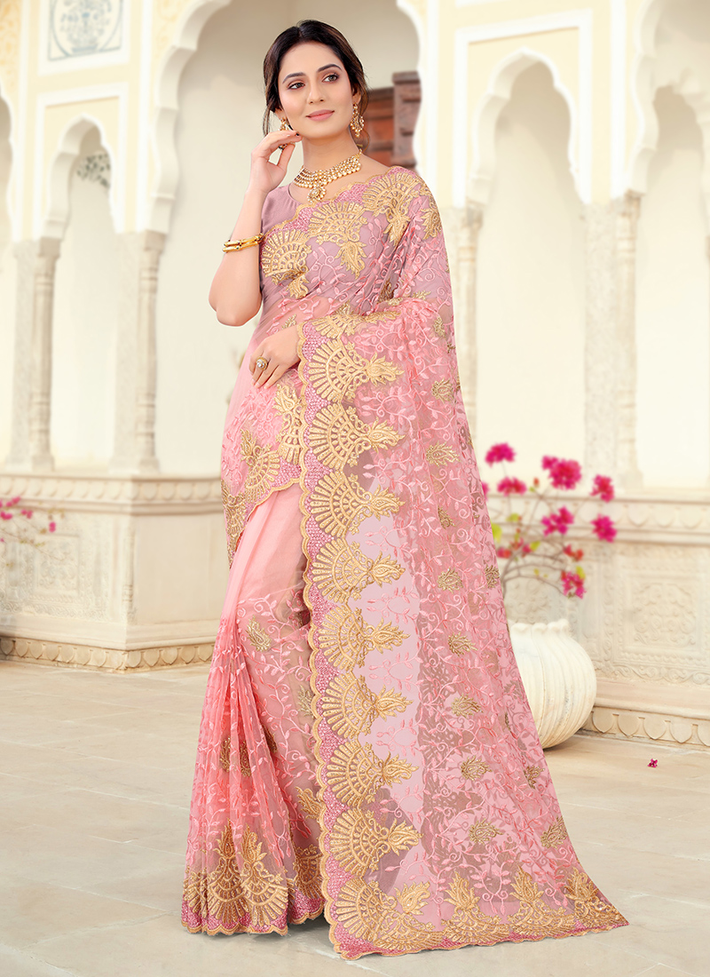 Red & Rama & Magenta & Navy Blue & Gold & Grey & Orange & Blue & Pink &  Mustard & Light Pink Wedding & Party Wear Lichi Silk Saree - Buy