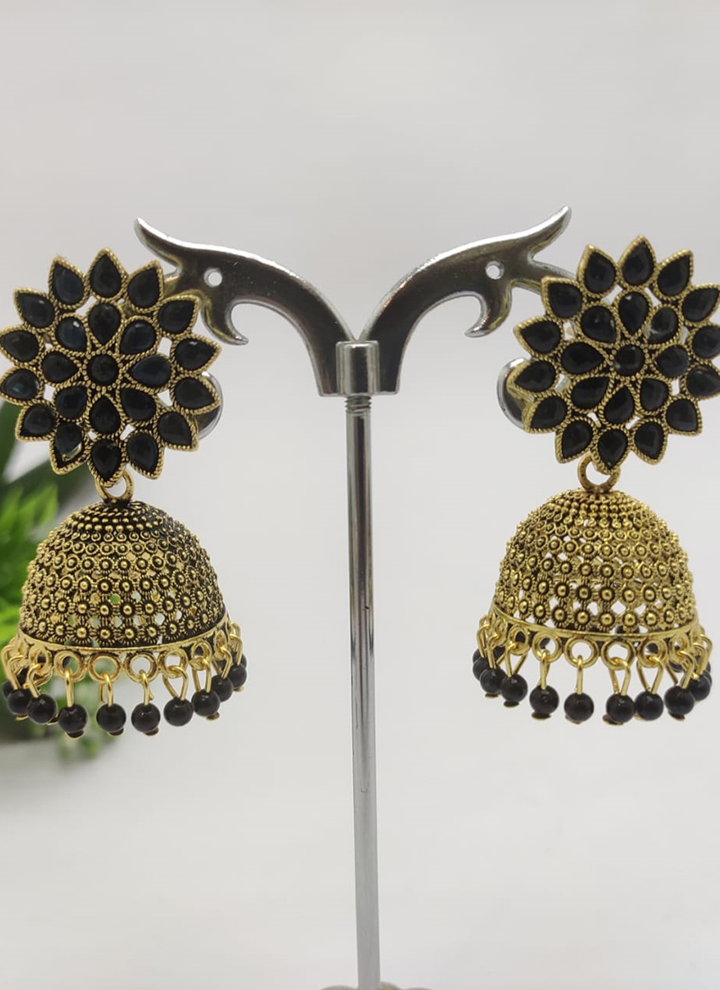 Peora Meenakari Gold Plated Black Chandbali Traditional Earrings for Women  Studded with Pearl  Kundan  Amazonin Fashion