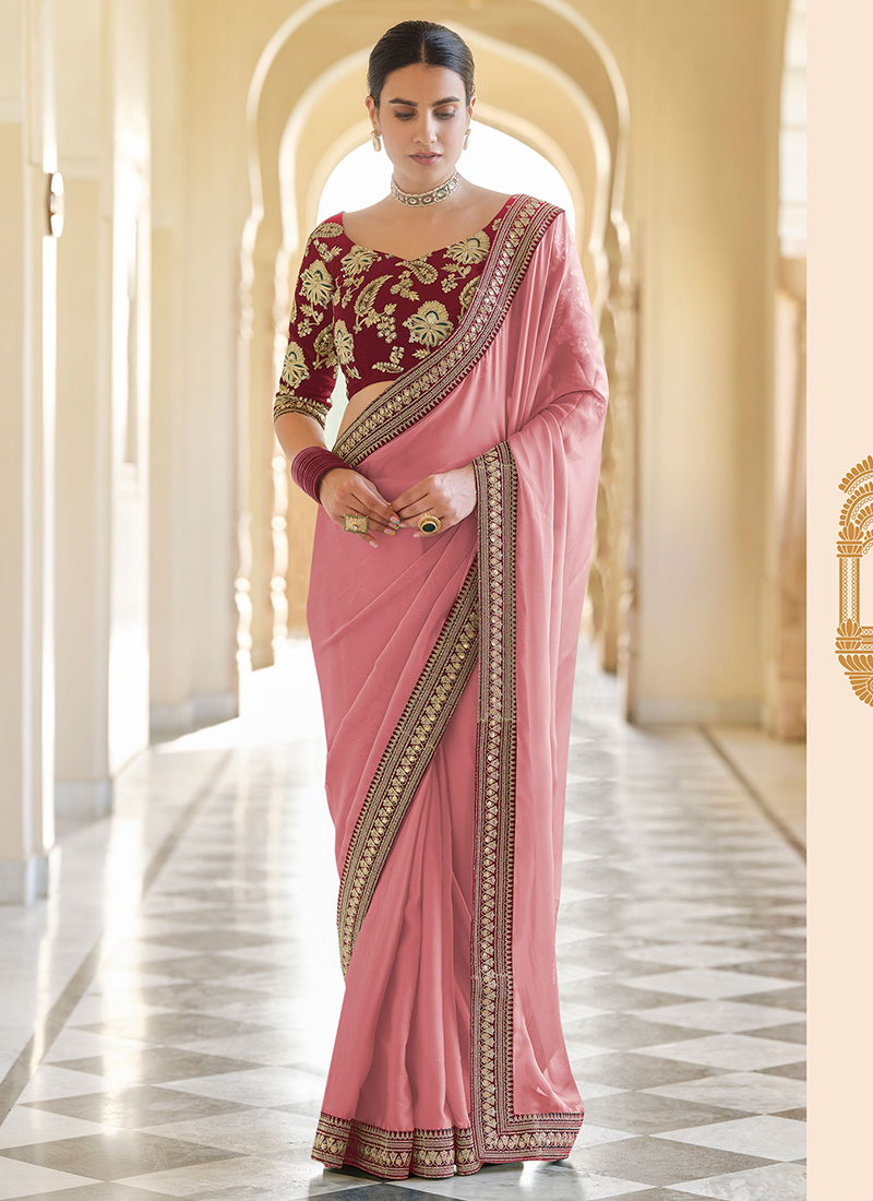 Buy Multicolour Sequins Embroidered Party Wear Organza Saree Online |  Samyakk