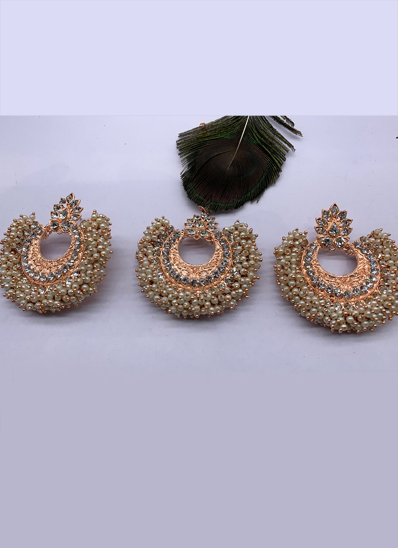 Joharibazar Gold Plated Pestal Beads Kundan Earrings Polki Ethnic Jewelry  Set o | eBay