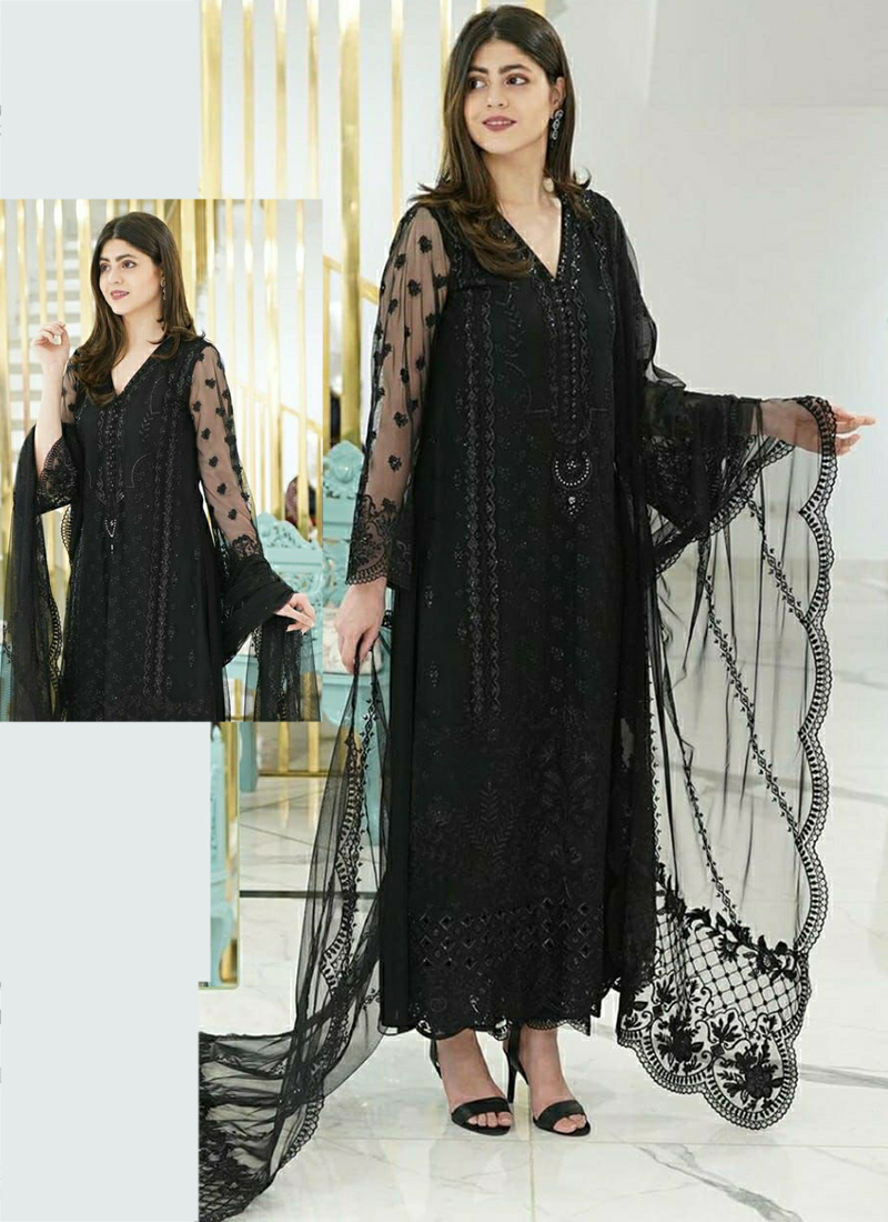 R462 Ramsha Heavy Embroidery Work Net Eid Wear Pakistani Suits ...