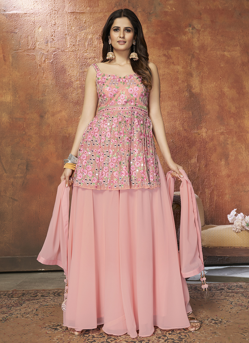 Buy Lilac Georgette Wedding Wear Sequins Work Readymade Salwar Suit Online  From Wholesale Salwar.