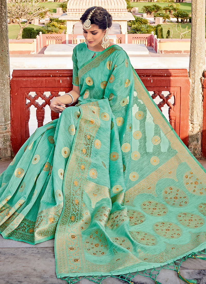 Fancy Designer Linen Saree – Monamaar