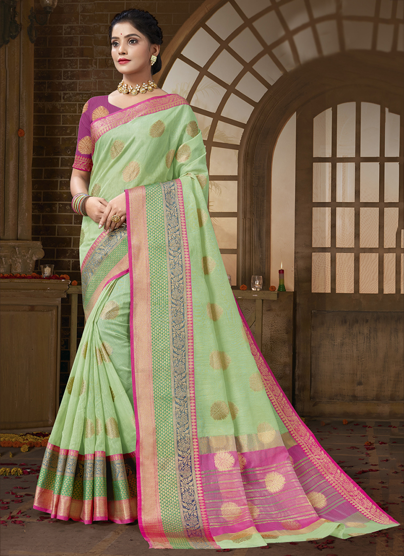 Beautiful Designer Kanjivaram Cotton Silk Bandhani Saree Sugandha