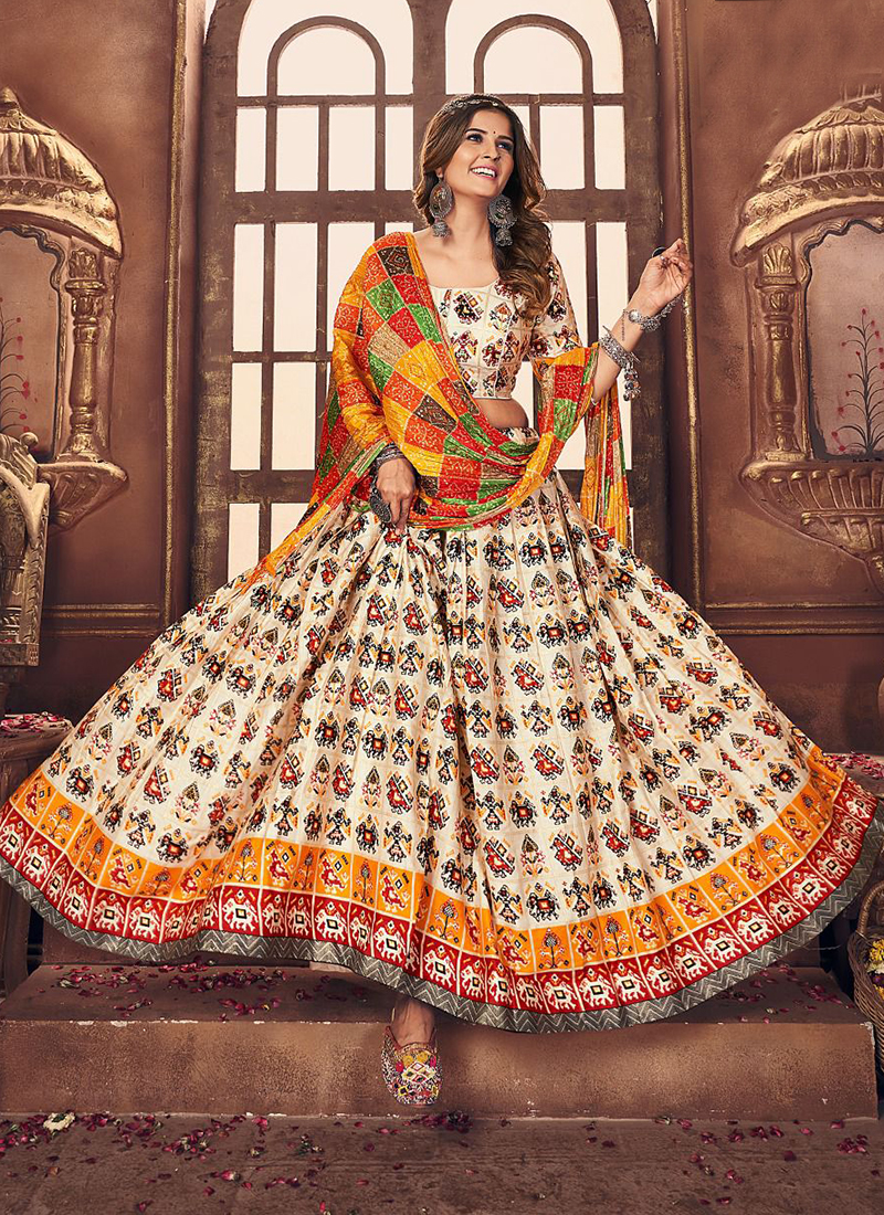 Navratri Nights Readymade Heavy Cotton Satin Lehenga Cholis Collection Catalog 3374