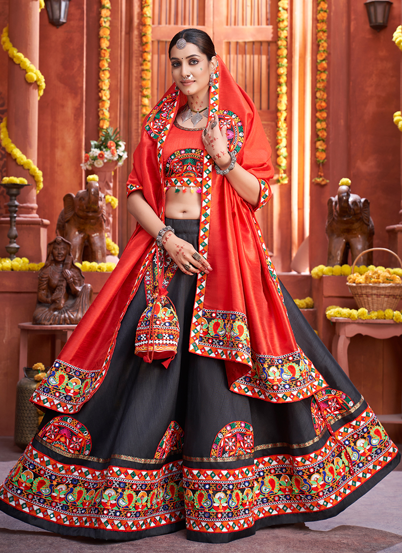 Black Color Mirror Work Soft Cotton New Style Chaniya Choli – Gunj Fashion