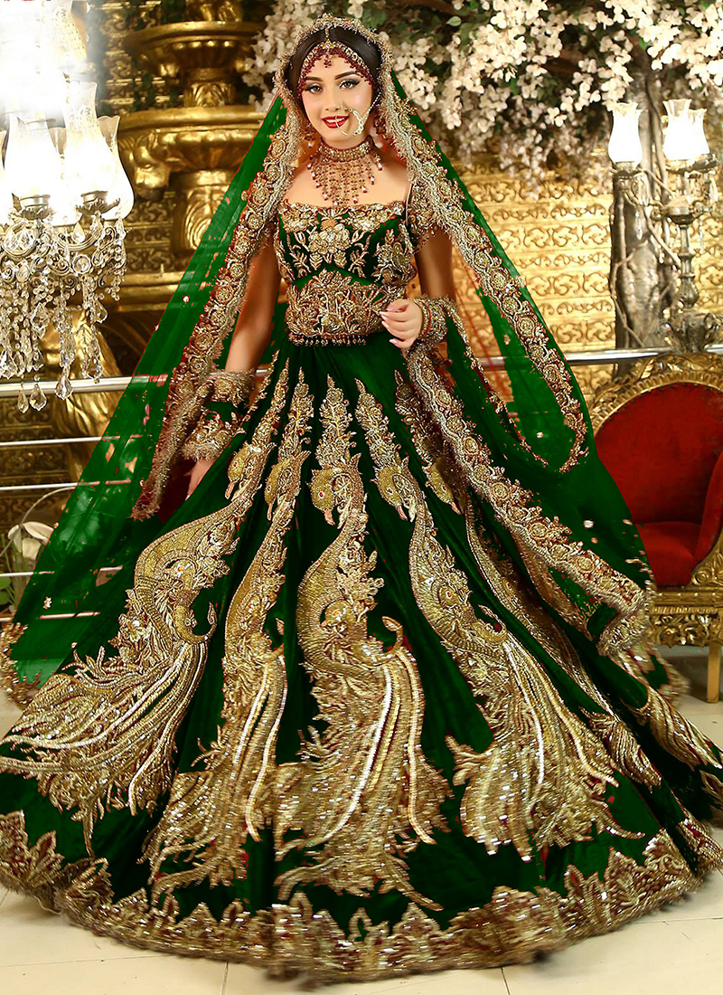 Green lehenga for on sale bride