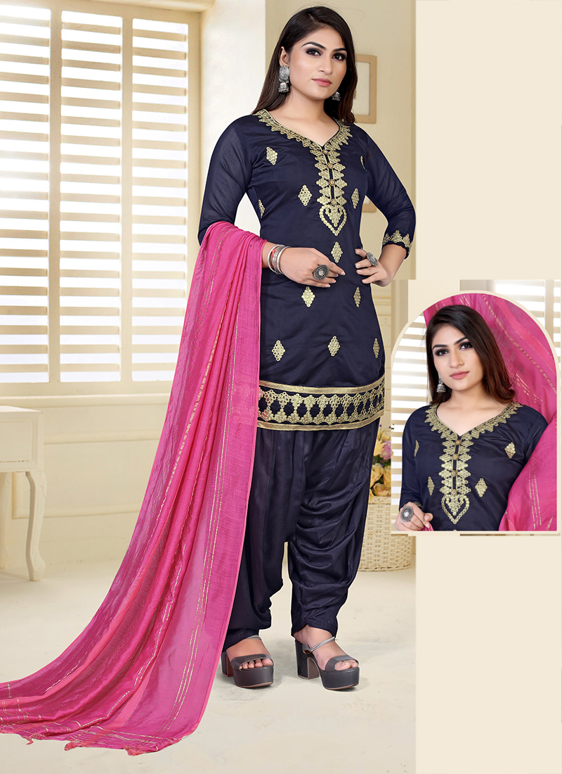 Black Tafeta Silk Designer Patiyala Salwar Suit -- Miraamall - USA UK  Canada | Patiala suit, Punjabi suits designer boutique, Pakistani dress  design