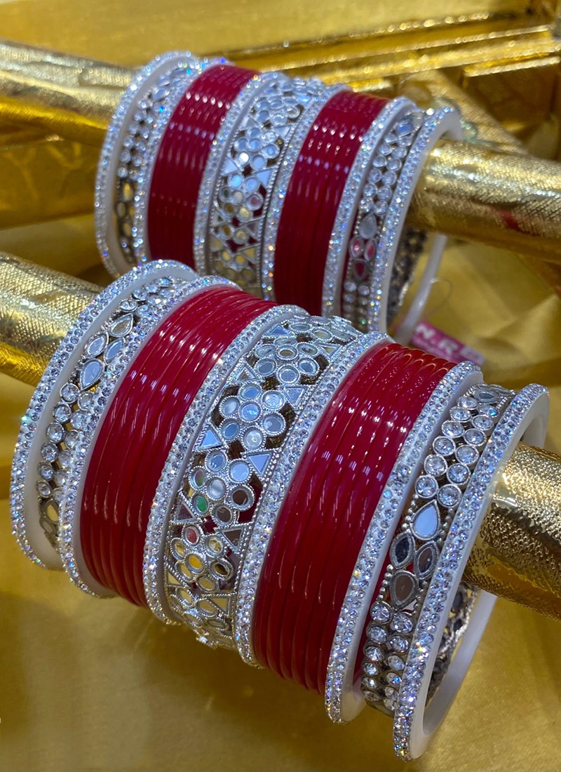 Buy Metal Mirror Bridal Bangles Set Online From Surat Wholesale ...