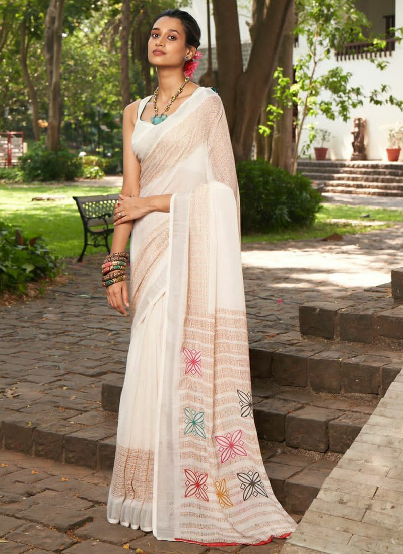 Buy Off White Sarees for Women by Saree mall Online | Ajio.com