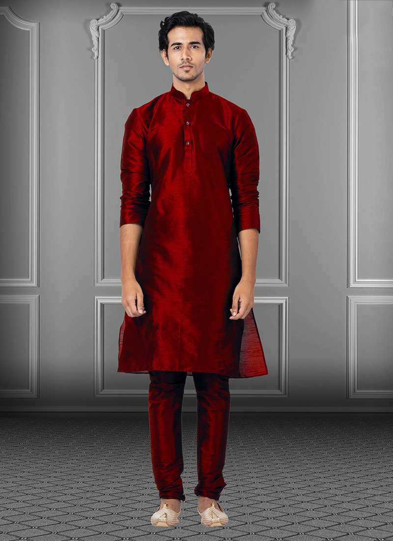Rust Kurta Dhupion Silk Payjama