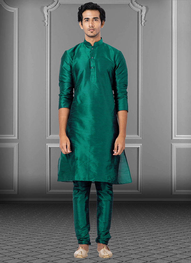 Brown Kurta Pajama Printed Dhupion Silk
