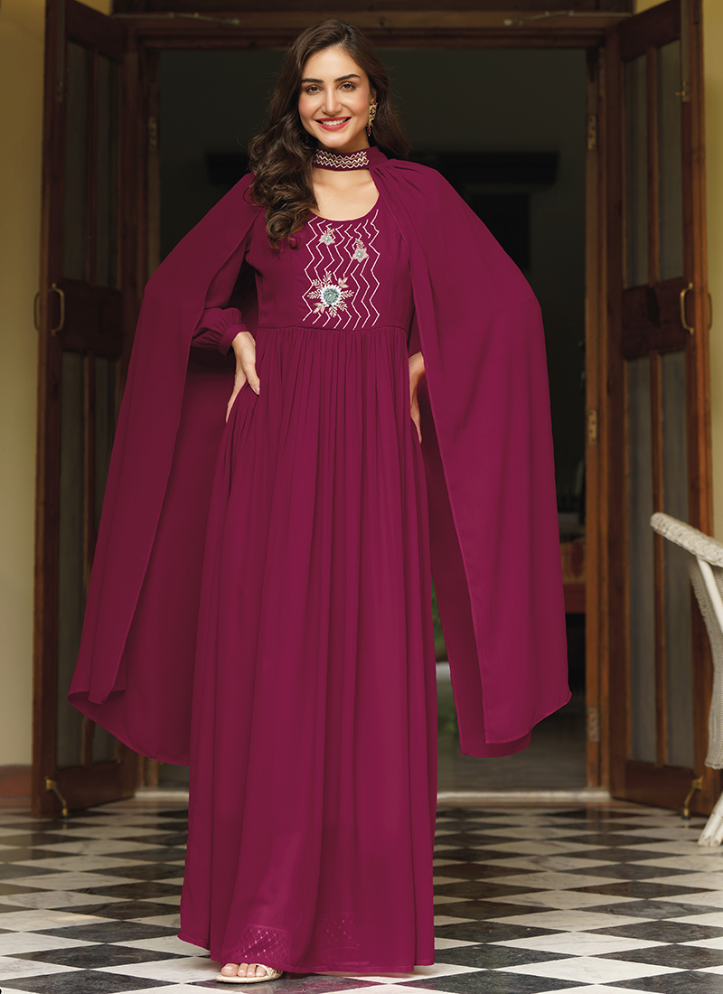 Stitched 3/4th Sleeves Designer Party Wear Gown, Packaging Type: Packet at  Rs 3000 in Surat