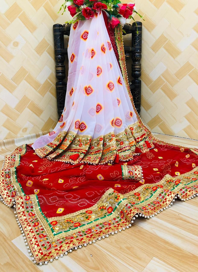 Red Anti-wrinkle Zari Work Gharchola Bandhani Gaji Silk Saree For Ladies at  Best Price in Kanchipuram | Sanjay Boutique