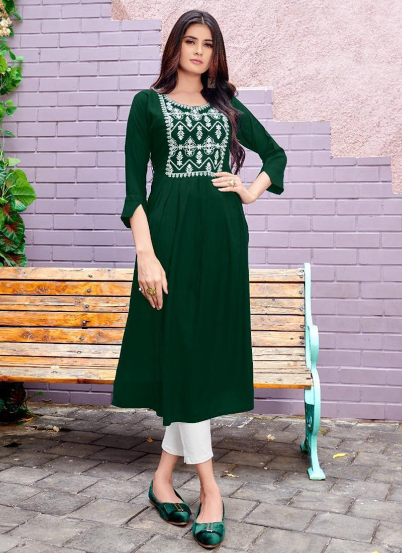 Light Green Hand Print Kurtis Online Shopping for Women at Low Prices