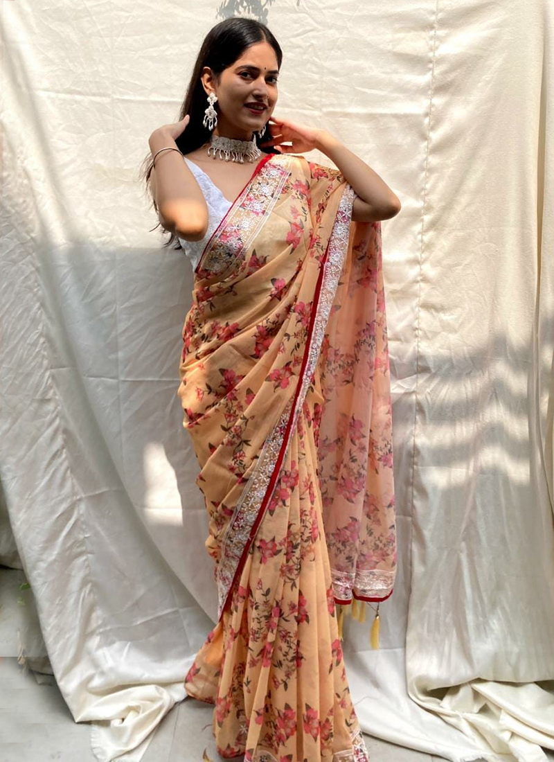 Pure Chiffon Saree, With Blouse Piece at Rs 1231 in Raipur | ID:  2851852090588