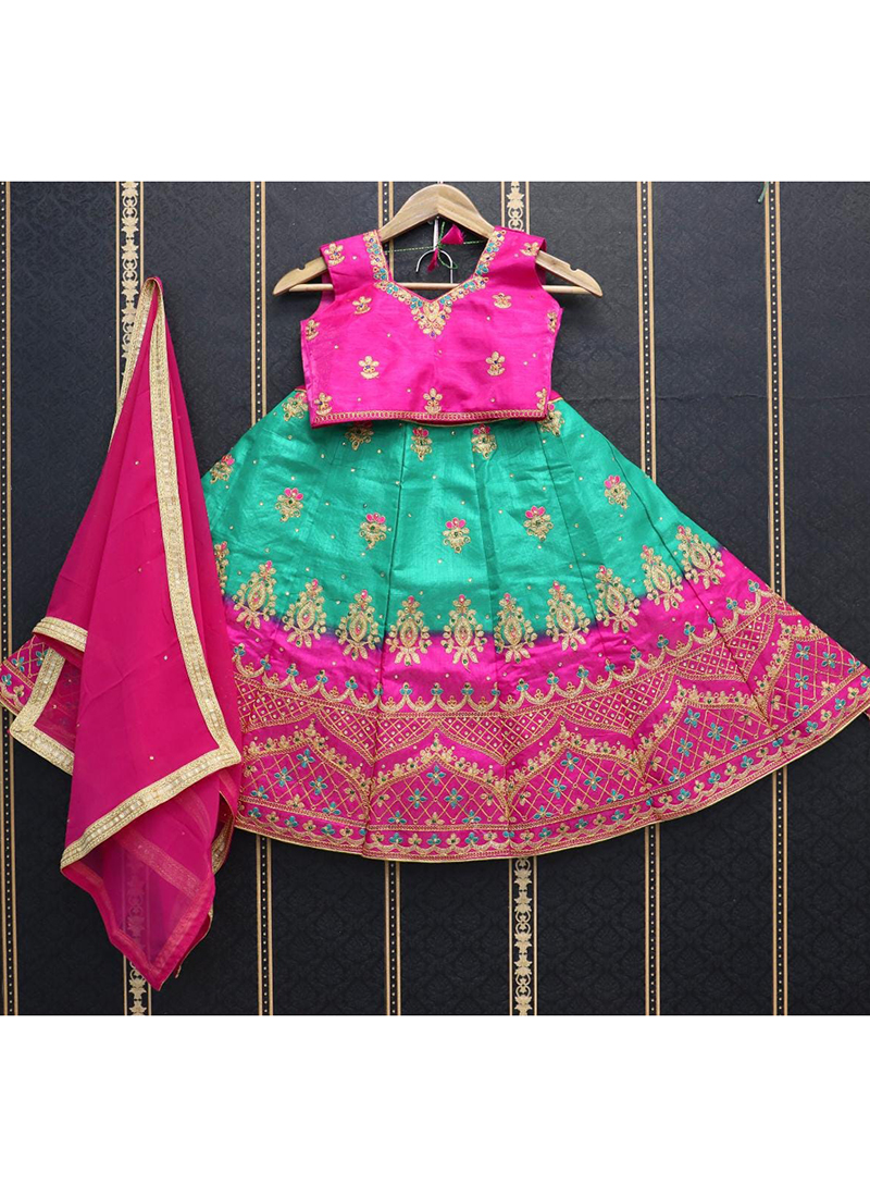 Buy BANSHA Baby Girl's New south Indian traditional pattu pavadai Jecquard  Baby Pink Lehenga choli for dress(_12-18 Months_) at Amazon.in