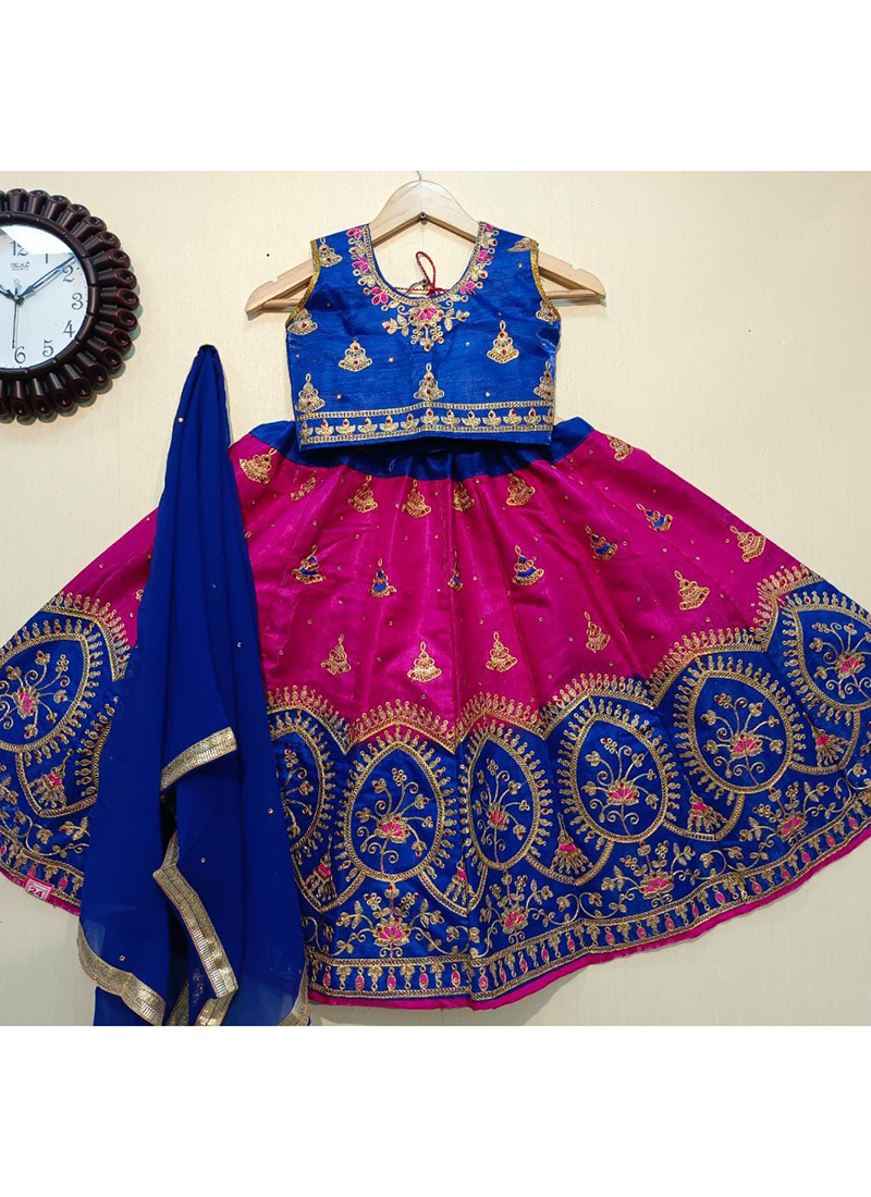 Buy Pink Jute Silk Party Wear Weaving Lehenga Choli For Girls Online From  Wholesale Salwar.