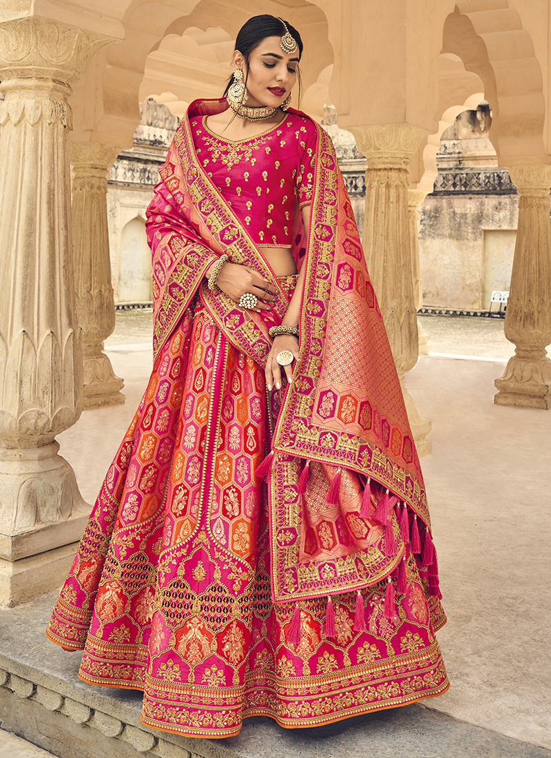 Buy Pink Banarasi Silk Diamond Trendy Chaniya Choli Online : Indian Ethnic  Wear -