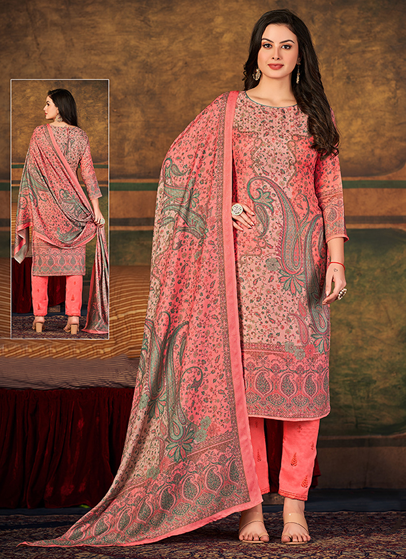 Buy IndiaCarvan women's Kani Printed Winter wear pashmina suit salwar shawl  Unstitched (Steel Grey) at Amazon.in