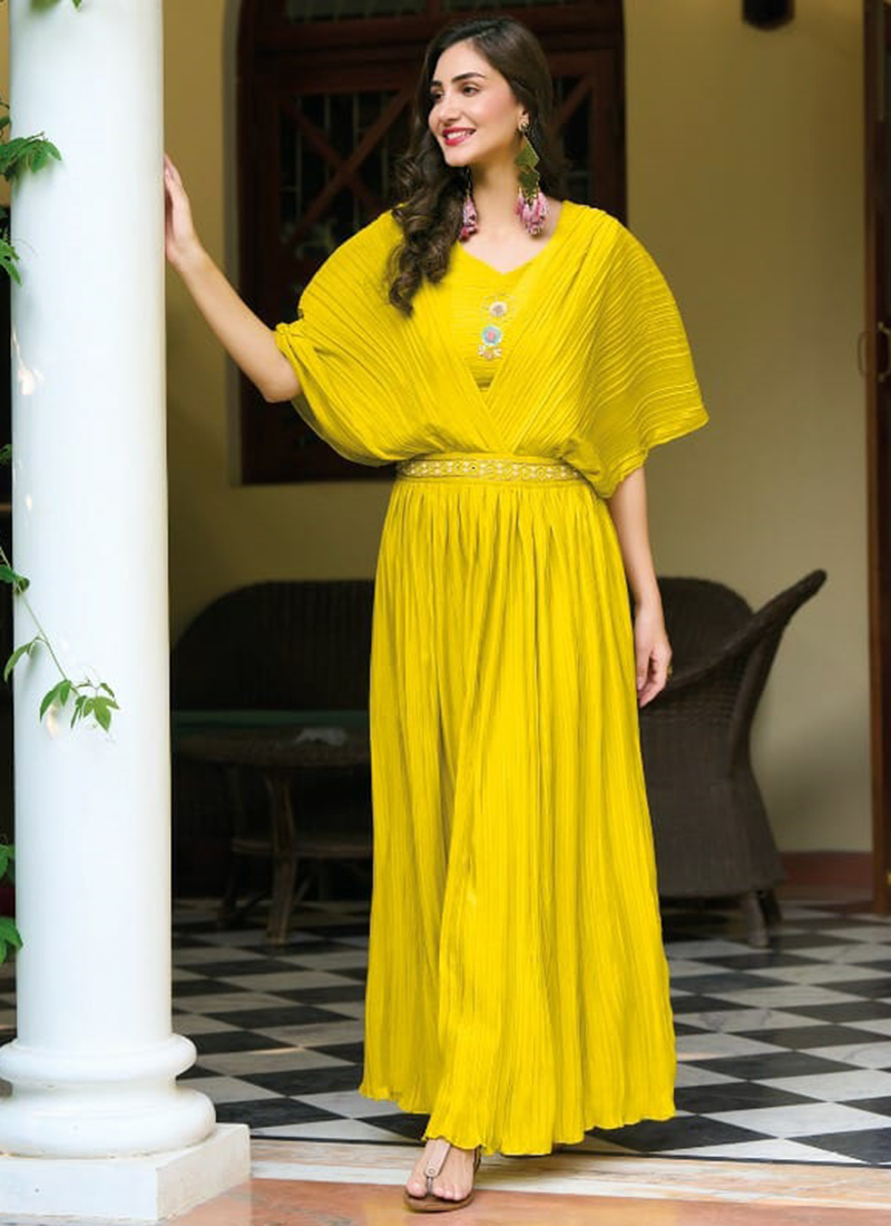 Yellow Gown Online | Yellow Party Wear Gown | Sareeka