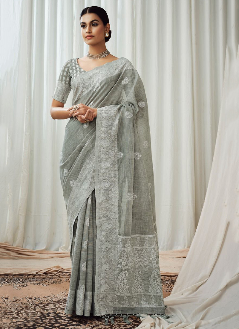 Rajpath Rajyog Soft Lucknowi Raich Pallu Weaving Linen Sarees 