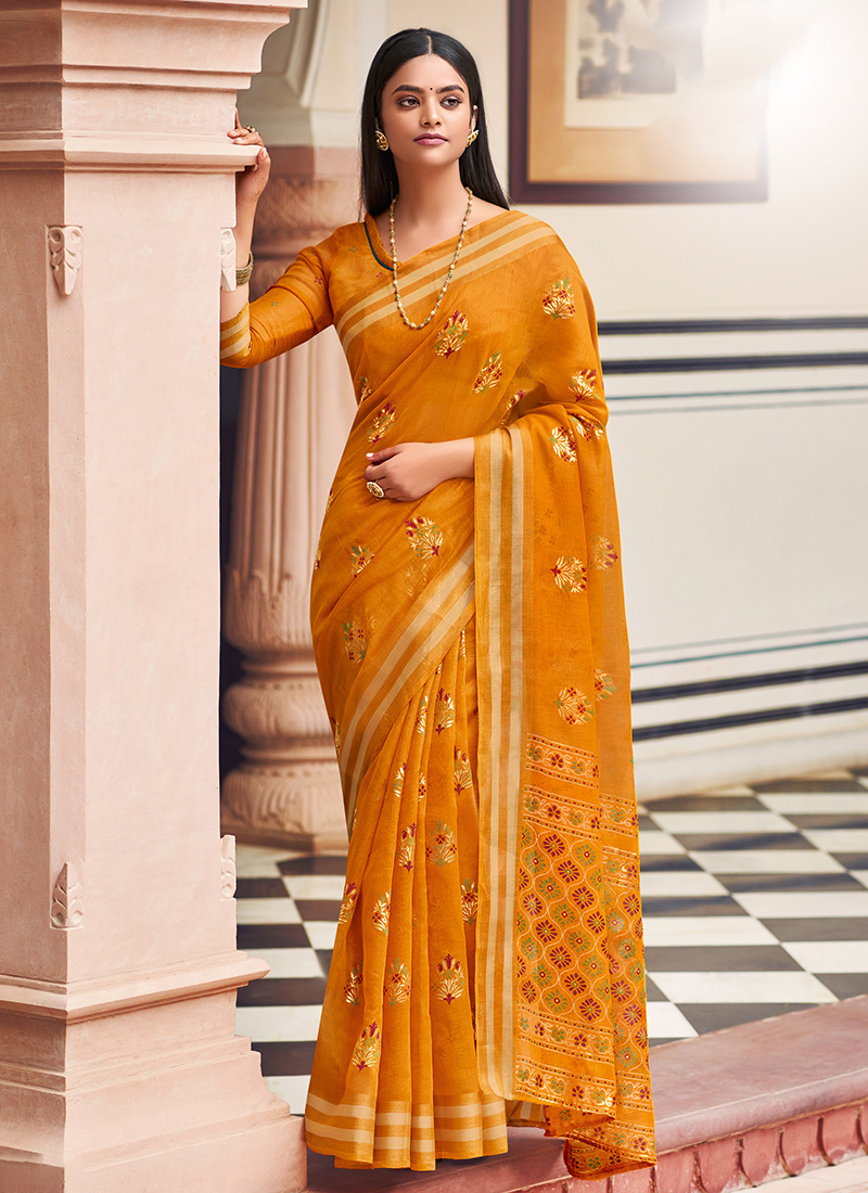 Dhriti Chanderi Saree with Unstitched Blouse – The August Co.