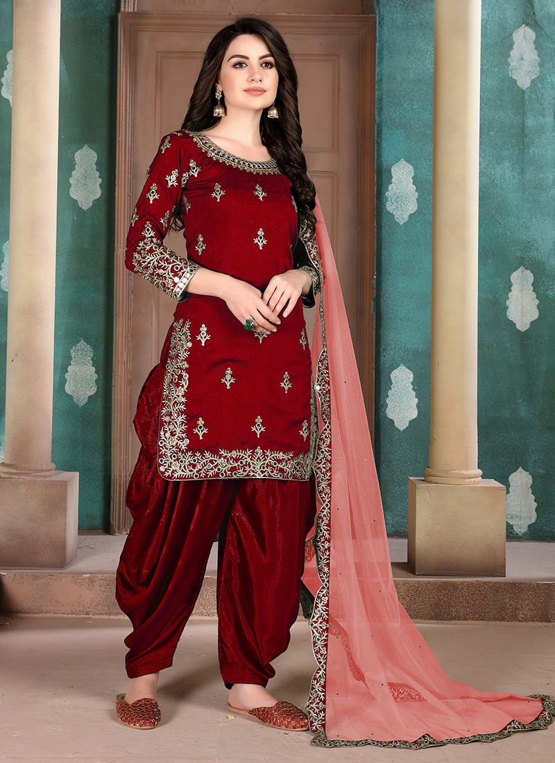Wedding Wear Designer Heavy Punjabi Patiala Dhoti Suits Stitched Patiyala  Dress | eBay