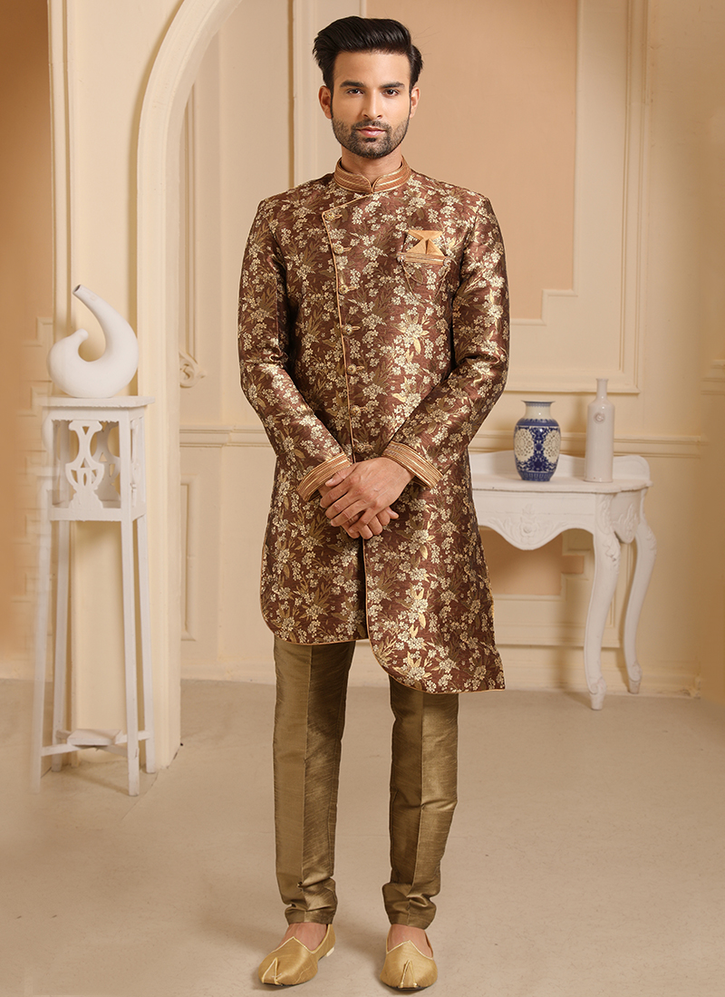 Latest Designer Peshawari And Aligadhi Semi Jacquard Stylish Indo ...