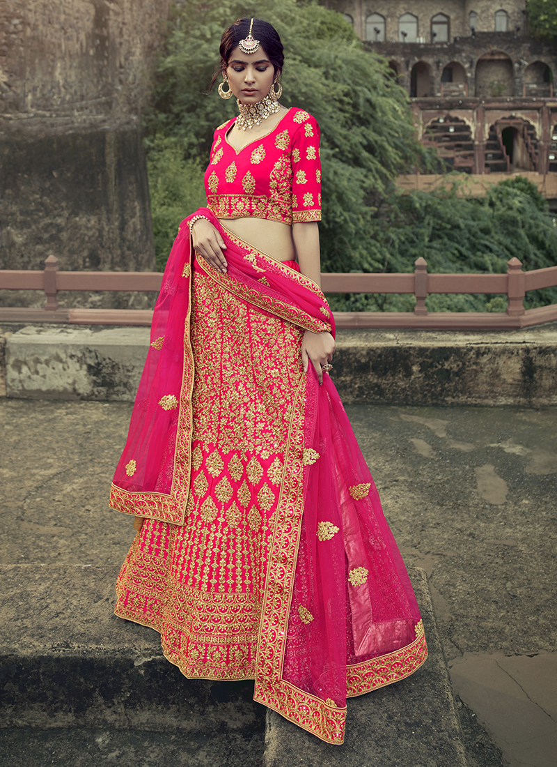 Red Heavy Slub Silk Heavy Embroidered Thred, Zari, Sequance & Coding with  Stone Work Lehenga Choli » BRITHIKA Luxury Fashion