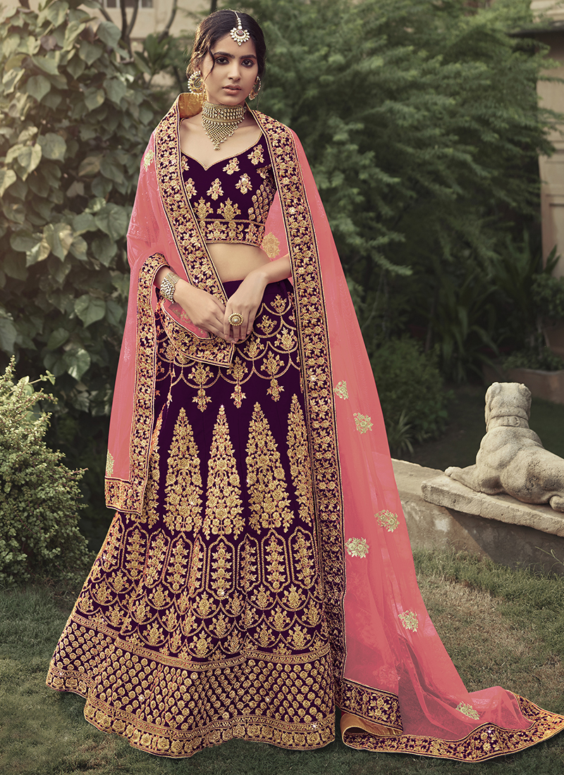 Red Pure Silk Moti & Zarkan heavy embroidery Semi-Stitched Lehenga choli &  Dupatta - Panchhi Fashion - 4166992