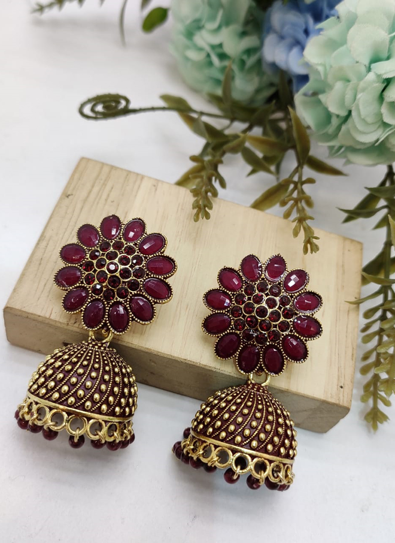 wine color jhumka