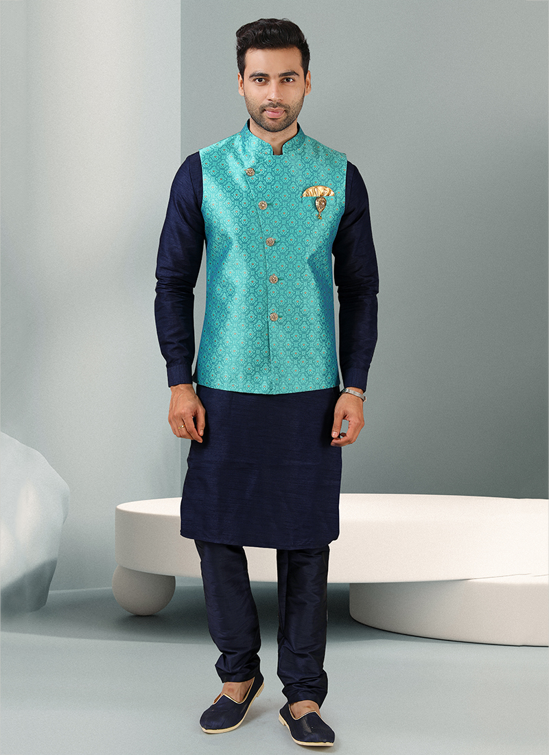 Men's Party Wear Kurta Pajama With Waistcoat - db18113