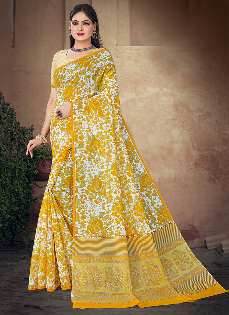 Yellow Printed Saree Set Design by Masaba at Pernia's Pop Up Shop 2024