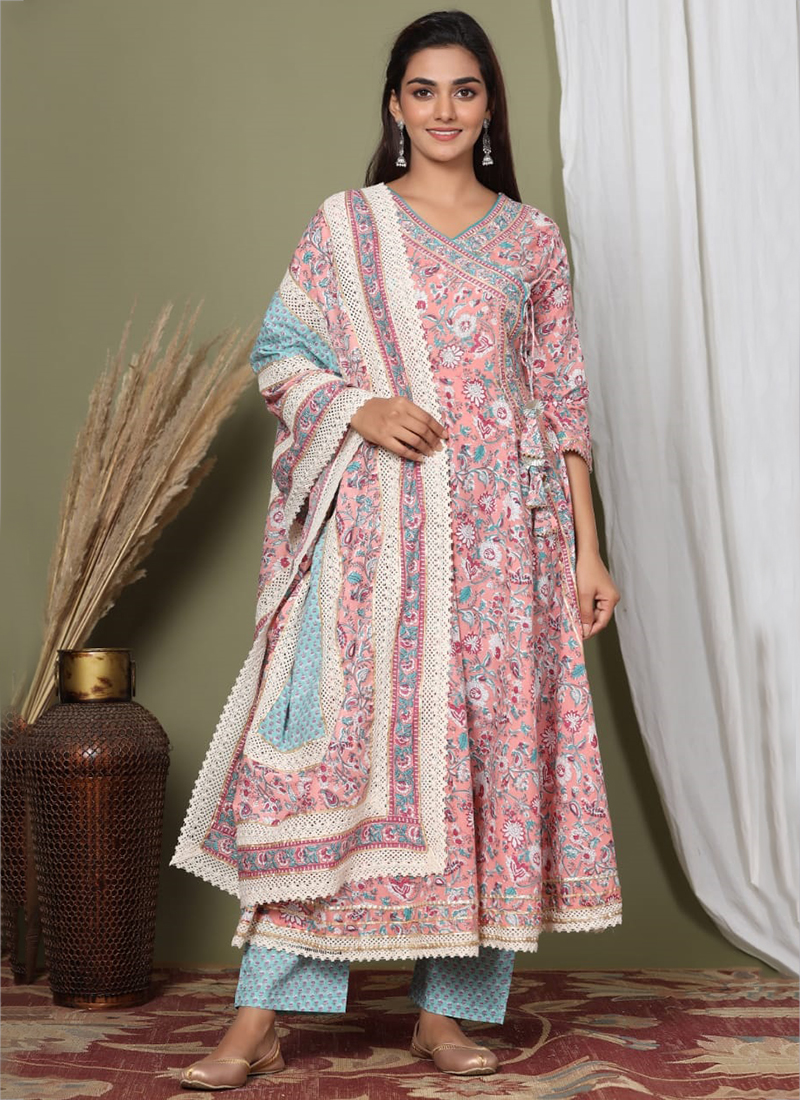 Buy Multi Colour Mehndi Readymade Anarkali Salwar Suit Online