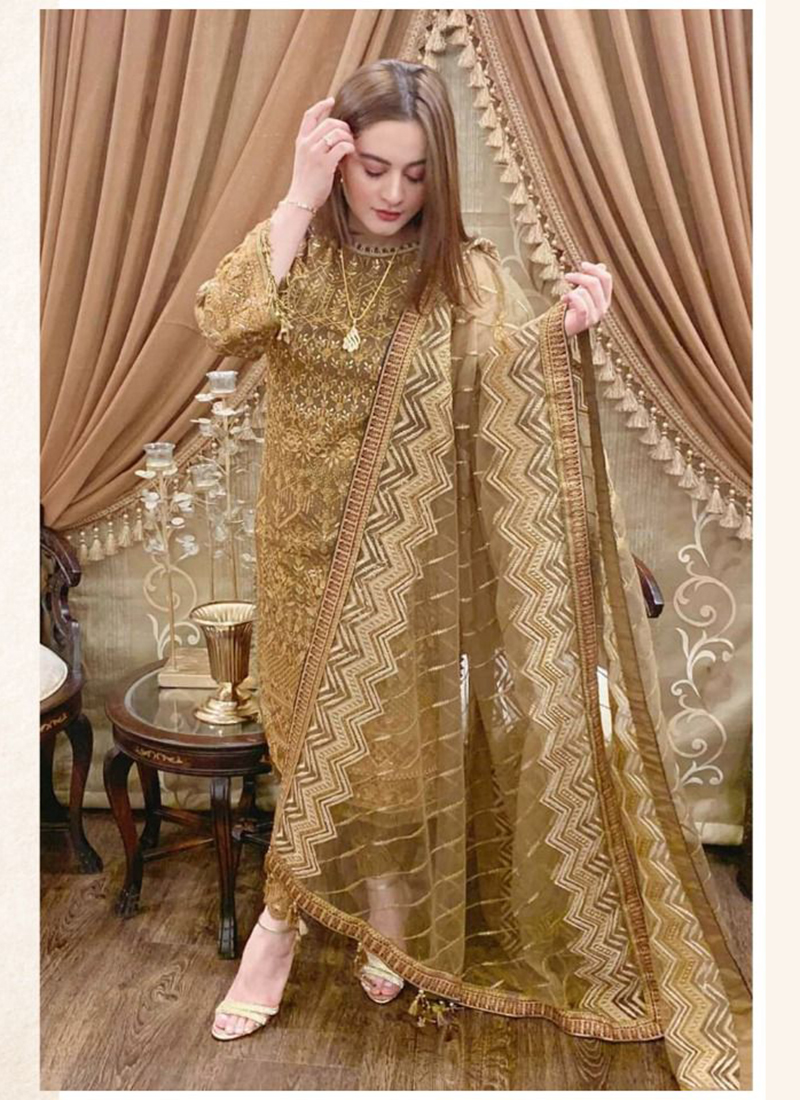 gold pakistani suit