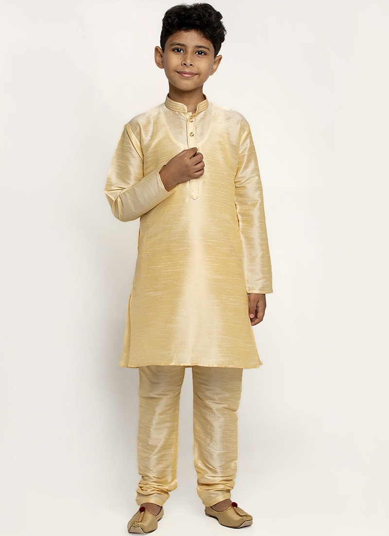 Shop Teen Boys Yellow Art Silk Kurta Set Party Wear Online at Best