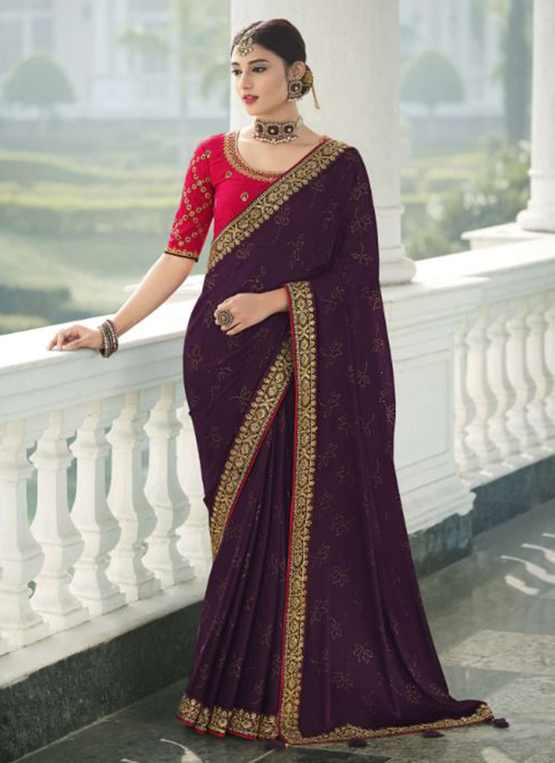 Sarees Online USA | Buy Indian Saris | Latest Saree Designs USA: Wine