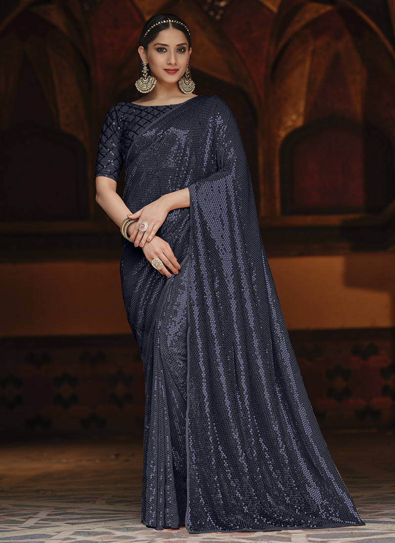 Bahamas Vol 36 Heavy Sequins Work Georgette Reception Wear Sarees